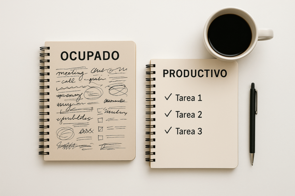 Ocupado o productivo, enfoque personal, claridad digital, productividad con intención, cerrar ciclos